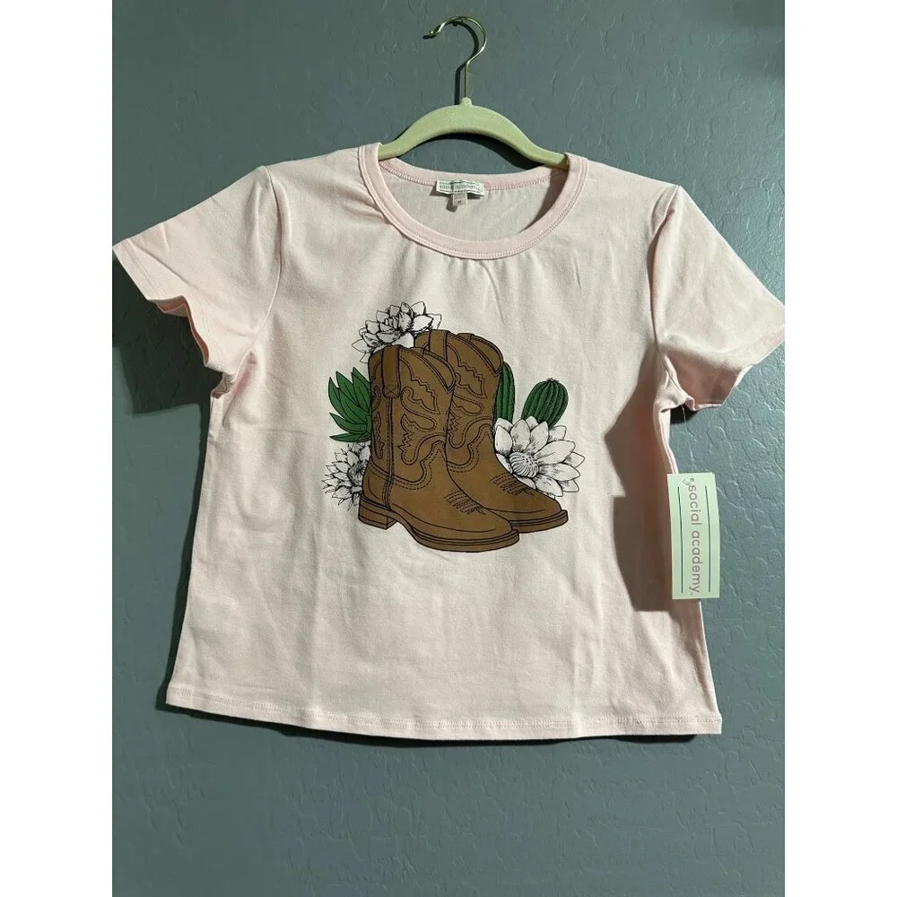 Social Academy Girl Pink Cowboy Boot Tee 14 & Art Class Wide Leg Cargo Pant XL